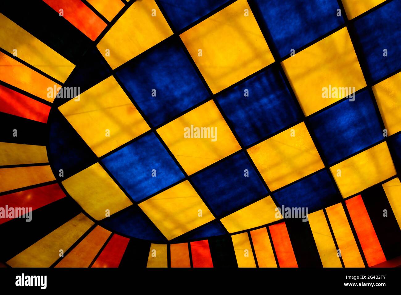 Colourful ceiling of the 1920s era banking hall in the finance museum ...