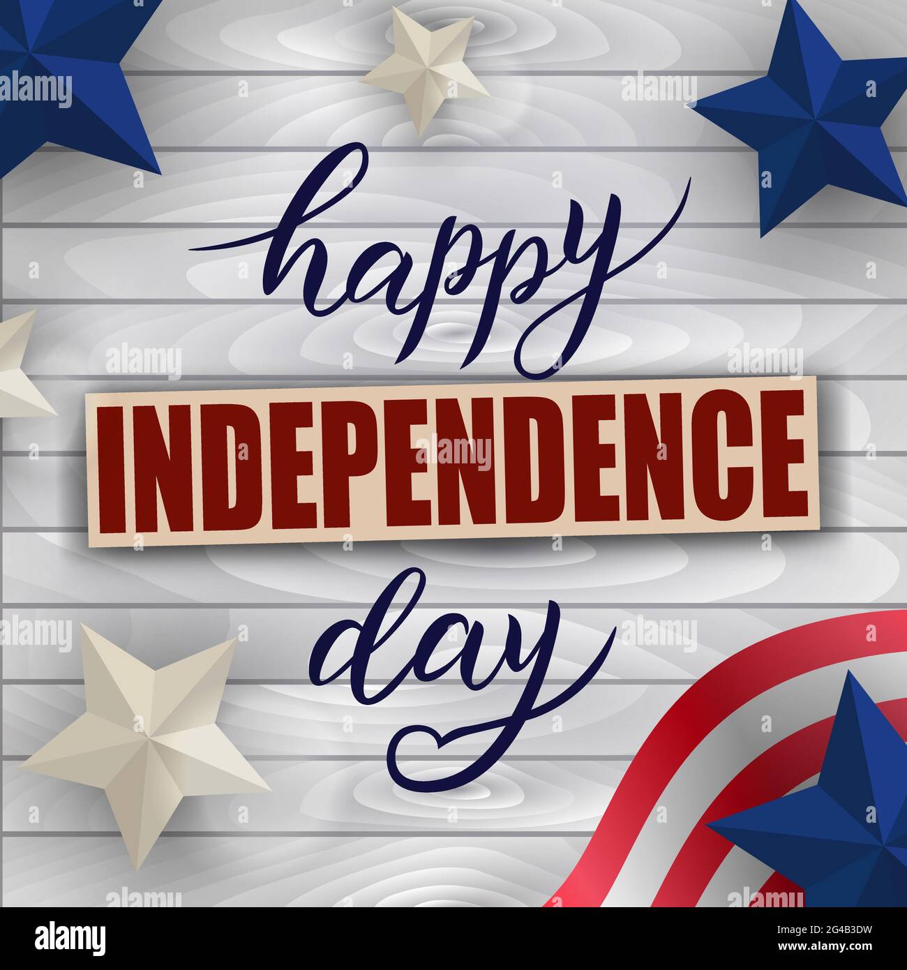 Happy 4th of July Independence Day hand lettering with stars Stock ...