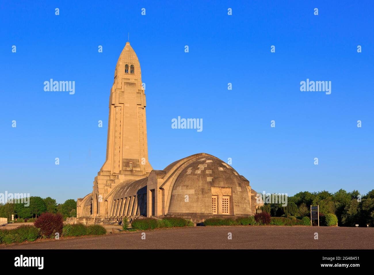 The First World War Douaumont Ossuary at sunrise in Douaumont-Vaux (Meuse), France Stock Photo