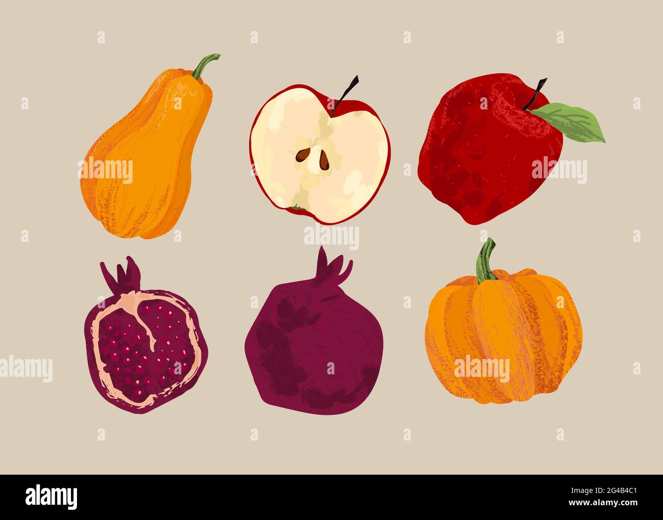 Autumn vector set. Freehand illustration. Stock Vector
