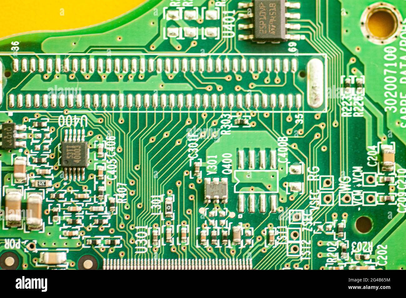Close up of an electronic PCB in this case an external hard disk drive Stock Photo