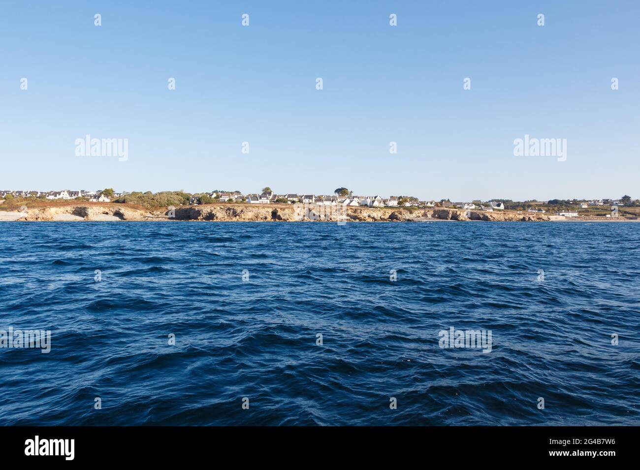 Coast in Brittany view from the sea Stock Photo - Alamy