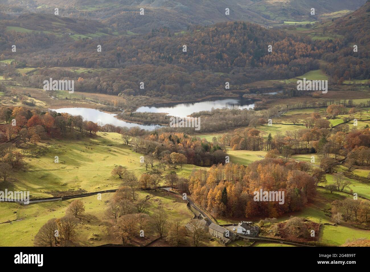 Elterwater Lake from Loughrigg, Cumbria, UK Stock Photo