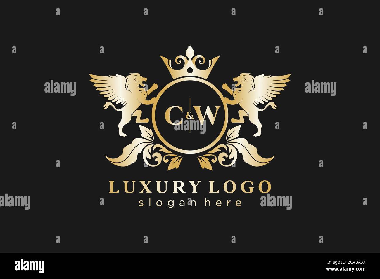 CW Letter Lion Royal Luxury Logo template in vector art for Restaurant ...