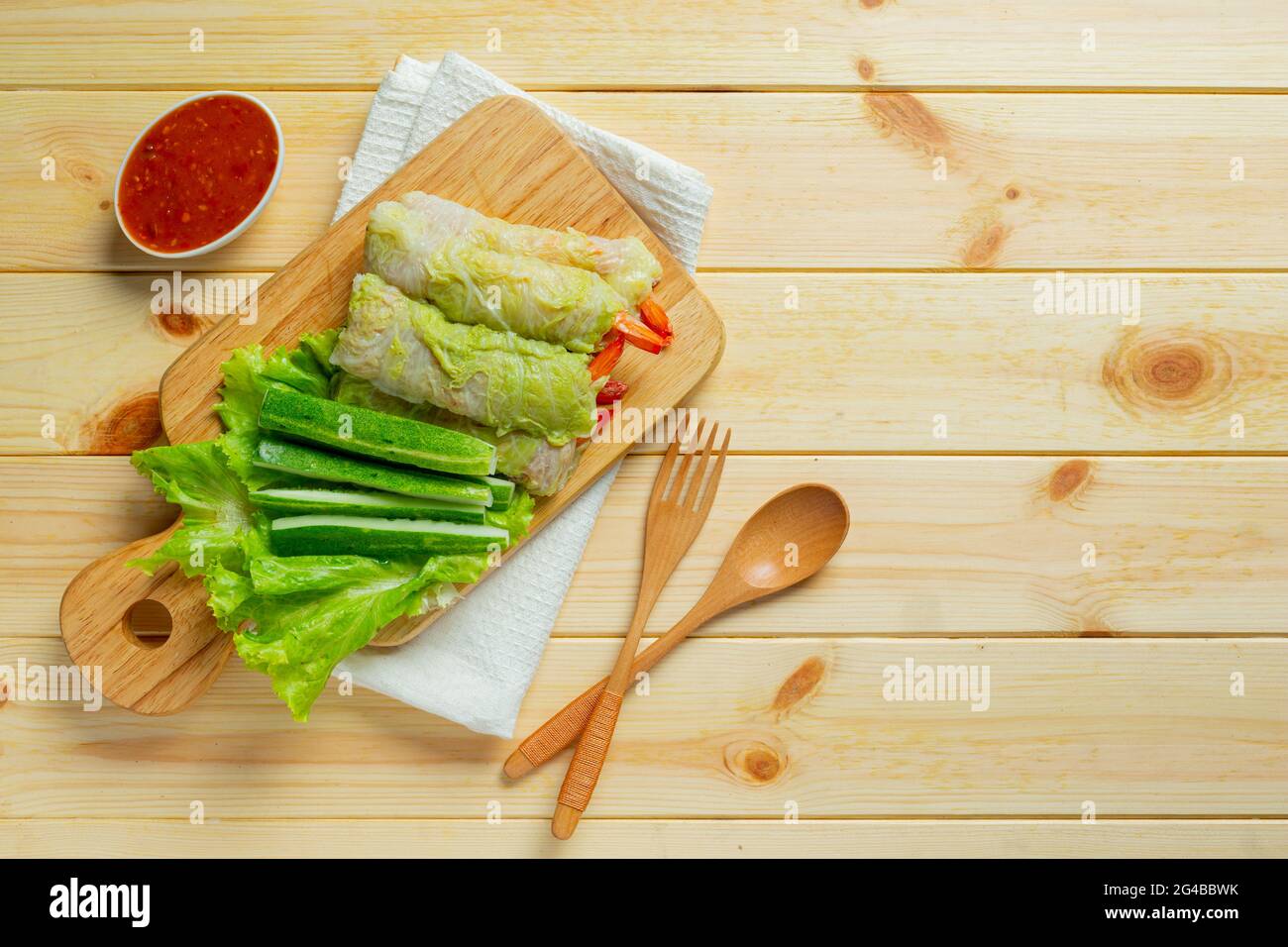 cabbage with delicious dipping sauce,Suki roll Stock Photo Alamy