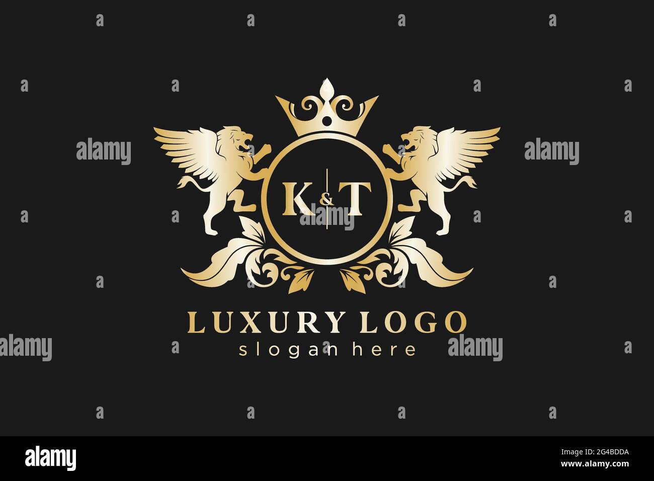 KT Letter Lion Royal Luxury Logo template in vector art for Restaurant ...