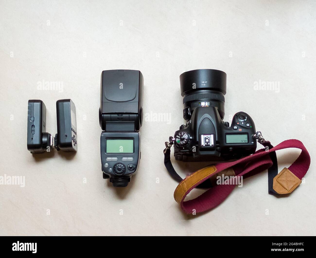 Fotografia para el dia del fotografo en cuarentena, los altos precios de los accesorios, lente, camara Stock Photo