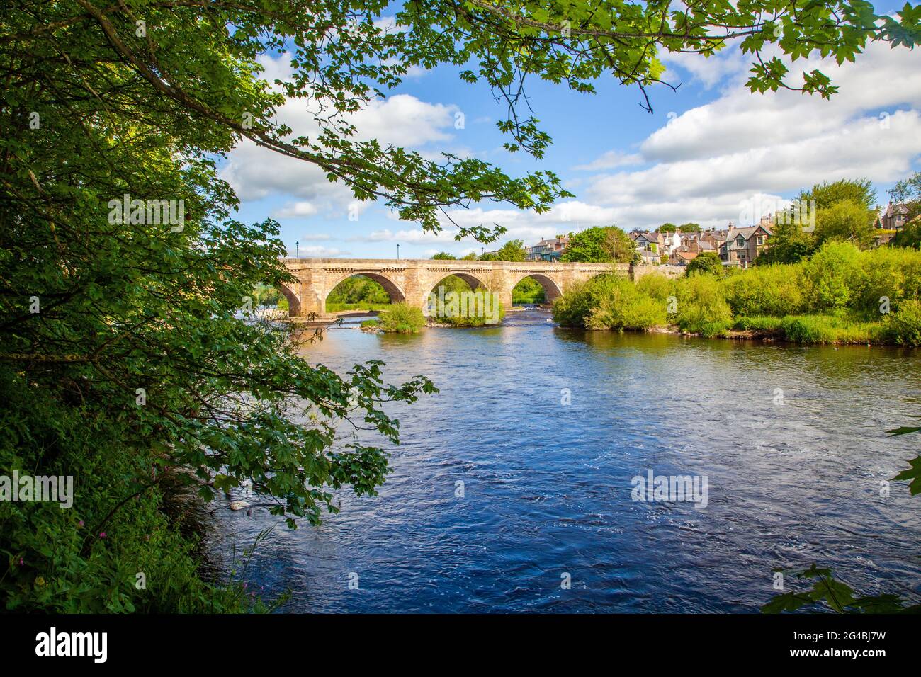 The multi arched bridge over the river Tyne at the Northumberland ...