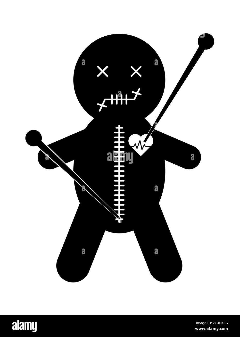 Voodoo doll icon, halloween death toy. Cartoon magic symbol, magical vector illustration . Stock Vector