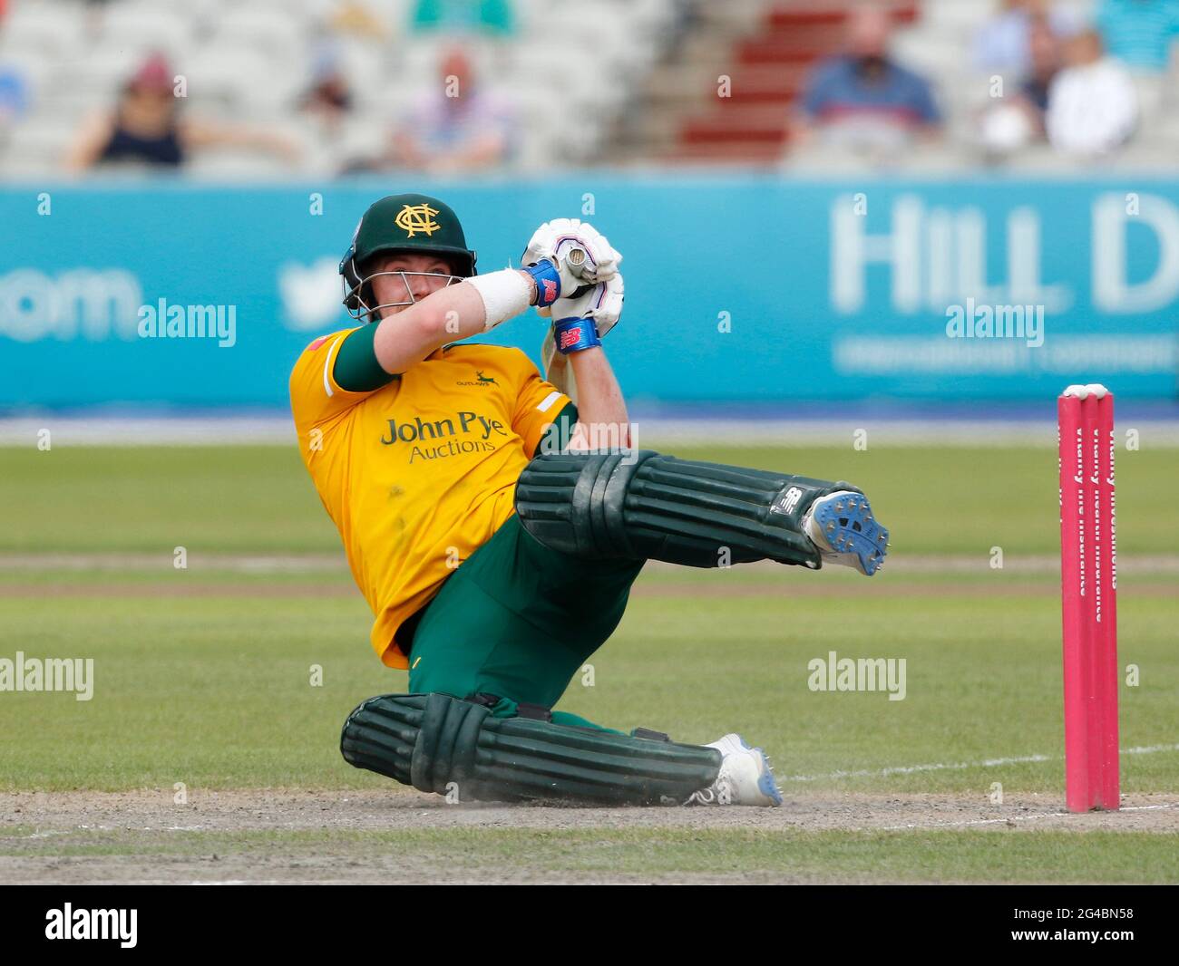 20th June 2021; Emirates Old Trafford, Manchester, Lancashire, England; Vitality Blast T20 Cricket, Lancashire Lightning versus Notts Outlaws; Tom Moores led the Notts Outlaws innings with a highest score of 48 Stock Photo