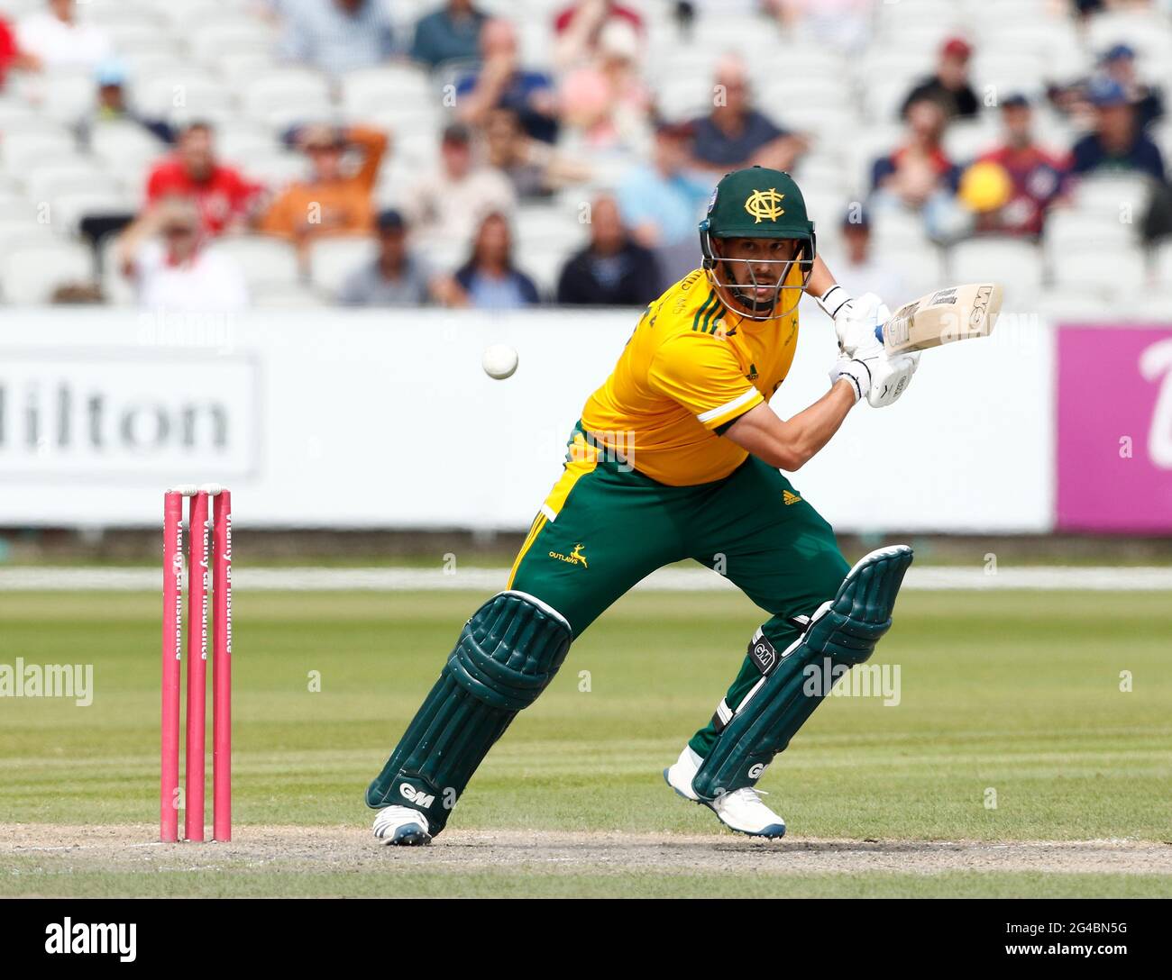 20th June 2021; Emirates Old Trafford, Manchester, Lancashire, England; Vitality Blast T20 Cricket, Lancashire Lightning versus Notts Outlaws; Tom Moores led the Notts Outlaws innings with a highest score of 48 Stock Photo