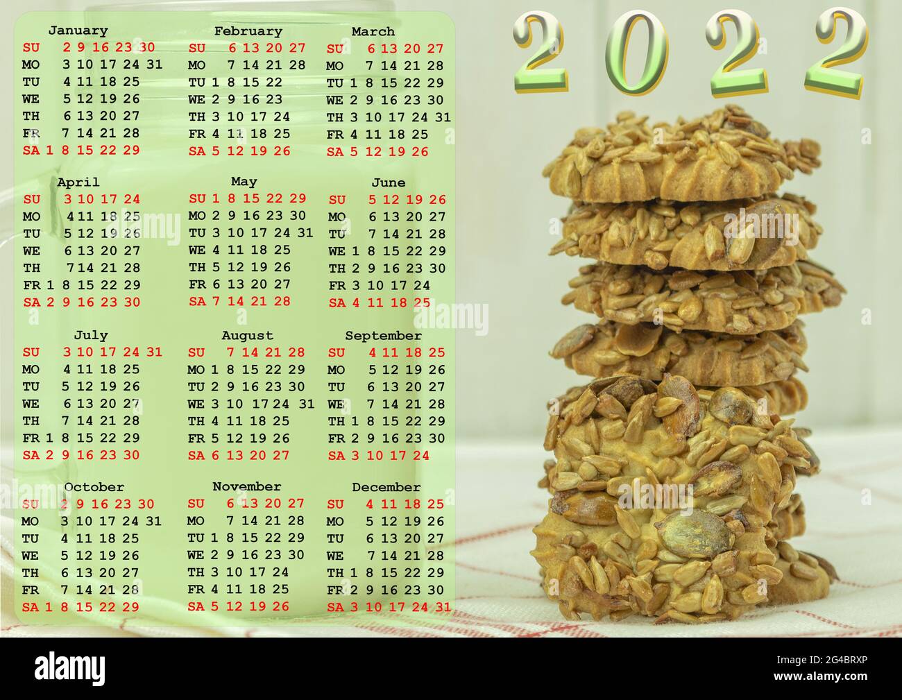 Calendar For 2022 With Place For Image. Food Concept Stock Photo - Alamy