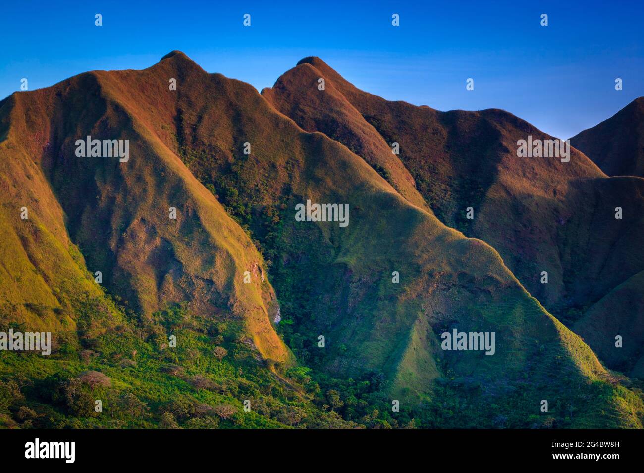 Panama mountain landscape in last evening sunlight on the beautiful