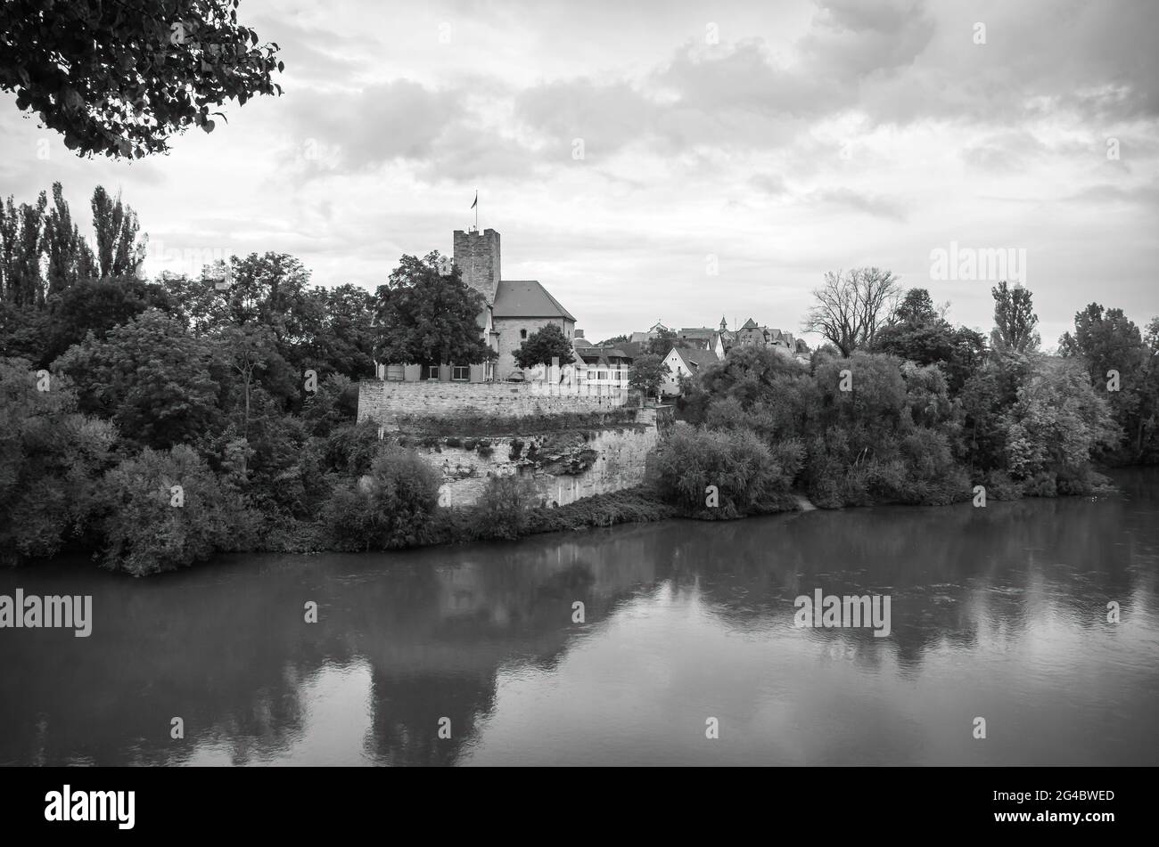 Medieval Grafenburg (Count's Castle) and today's town hall of Lauffen am Neckar, Baden-Württemberg, Germany. Stock Photo