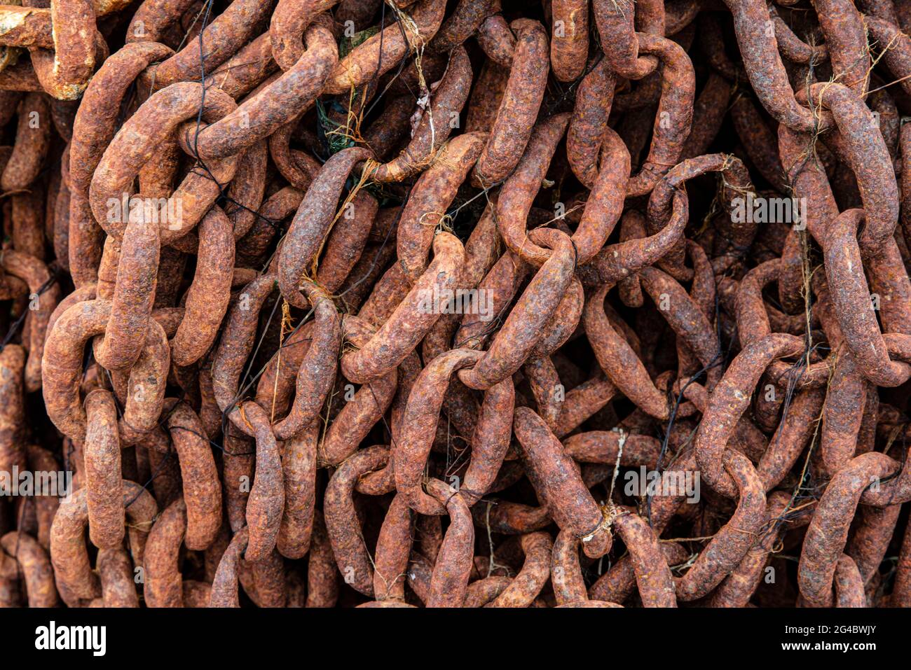 Texture of a pile of rusty chain Stock Photo