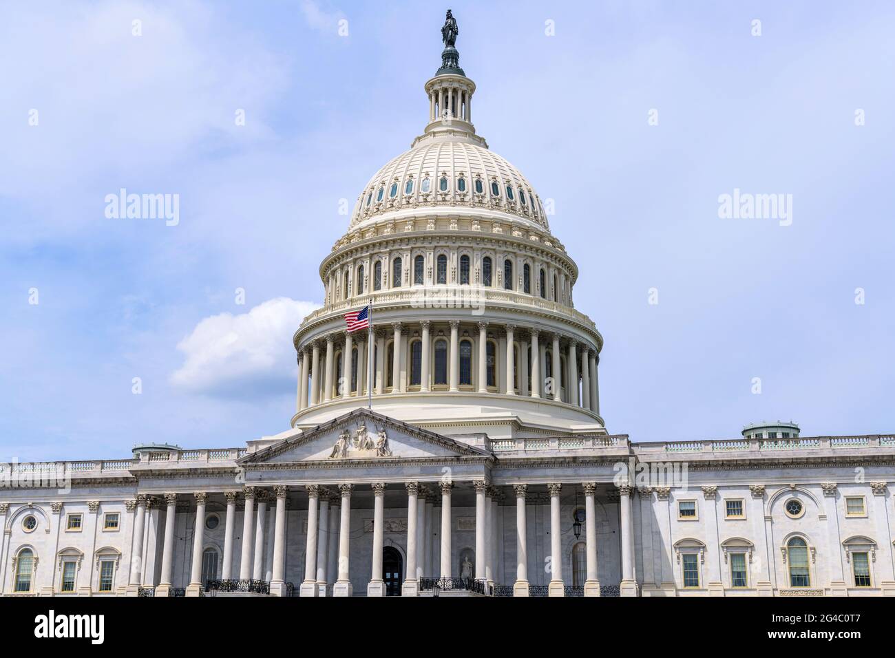 The Capitol Building - A close-up view of east front of the U.S. Capitol Building on a bright sunny day, Washington, D.C., USA. Stock Photo