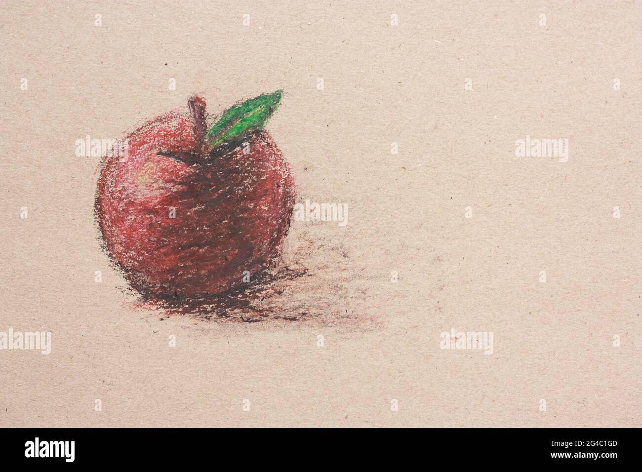 dashed pencil drawing of a red apple on old paper. High quality photo Stock Photo