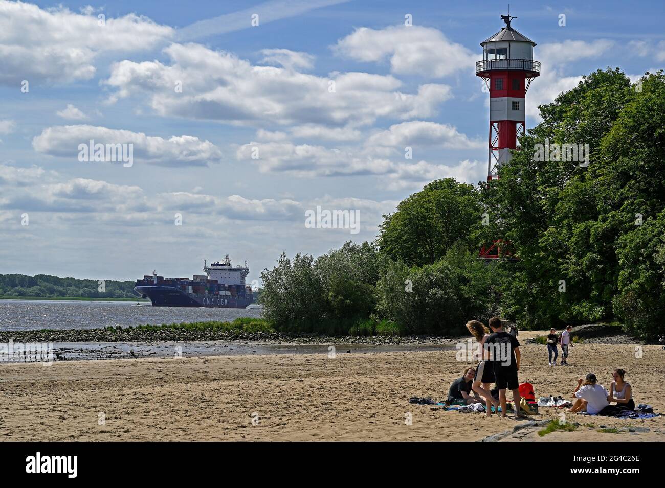 hamburg, germany - 2018-06-15: people enjoying a sunny afternoon at ...