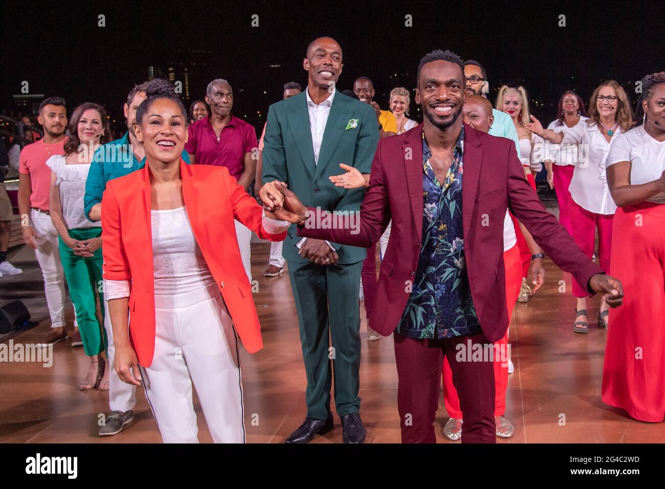 NEW YORK, NEW YORK JUNE 19 Ayodele Casel and Daniel J Watts are seen