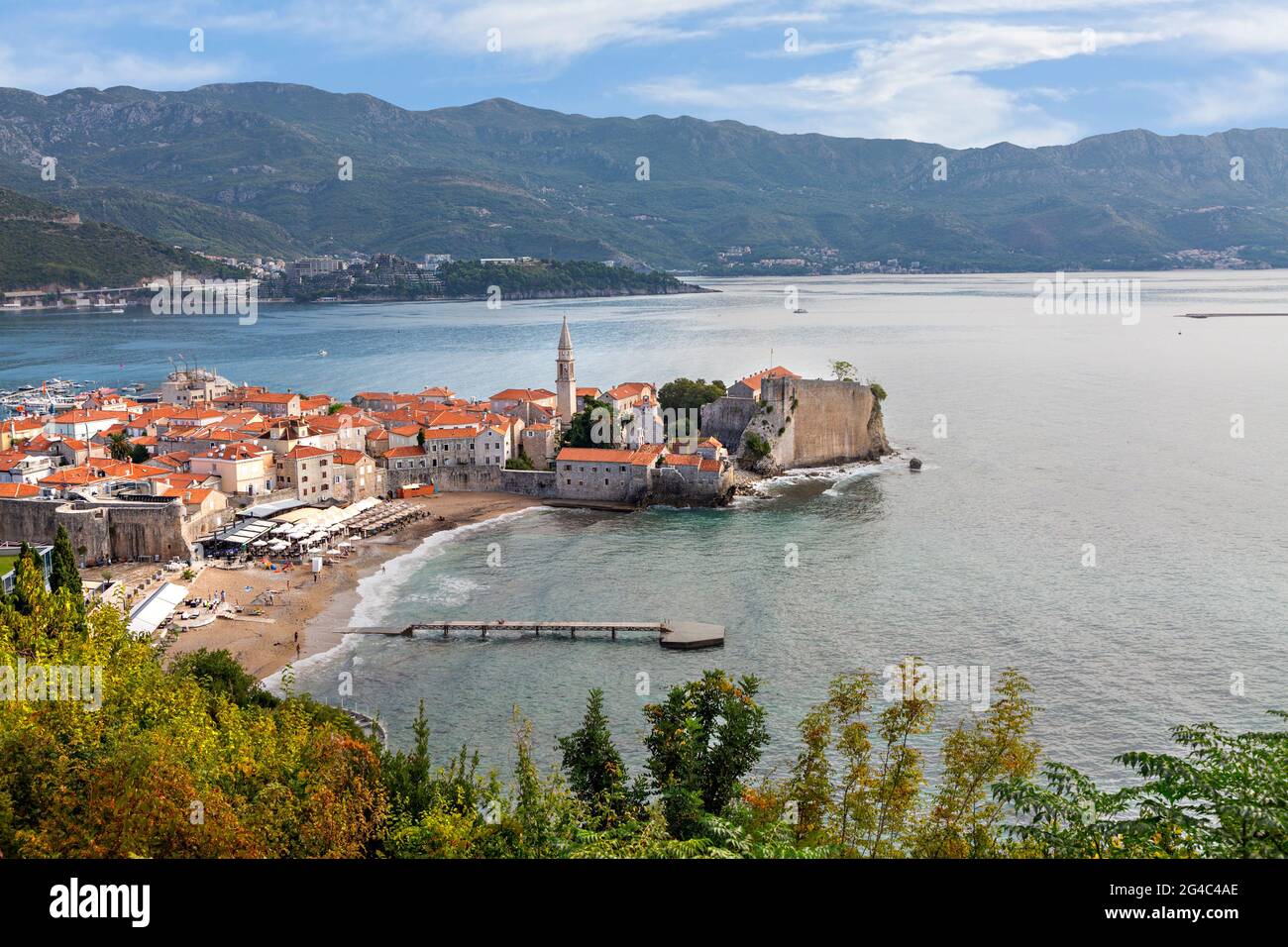 View over the old town of Budva in Montenegro Stock Photo