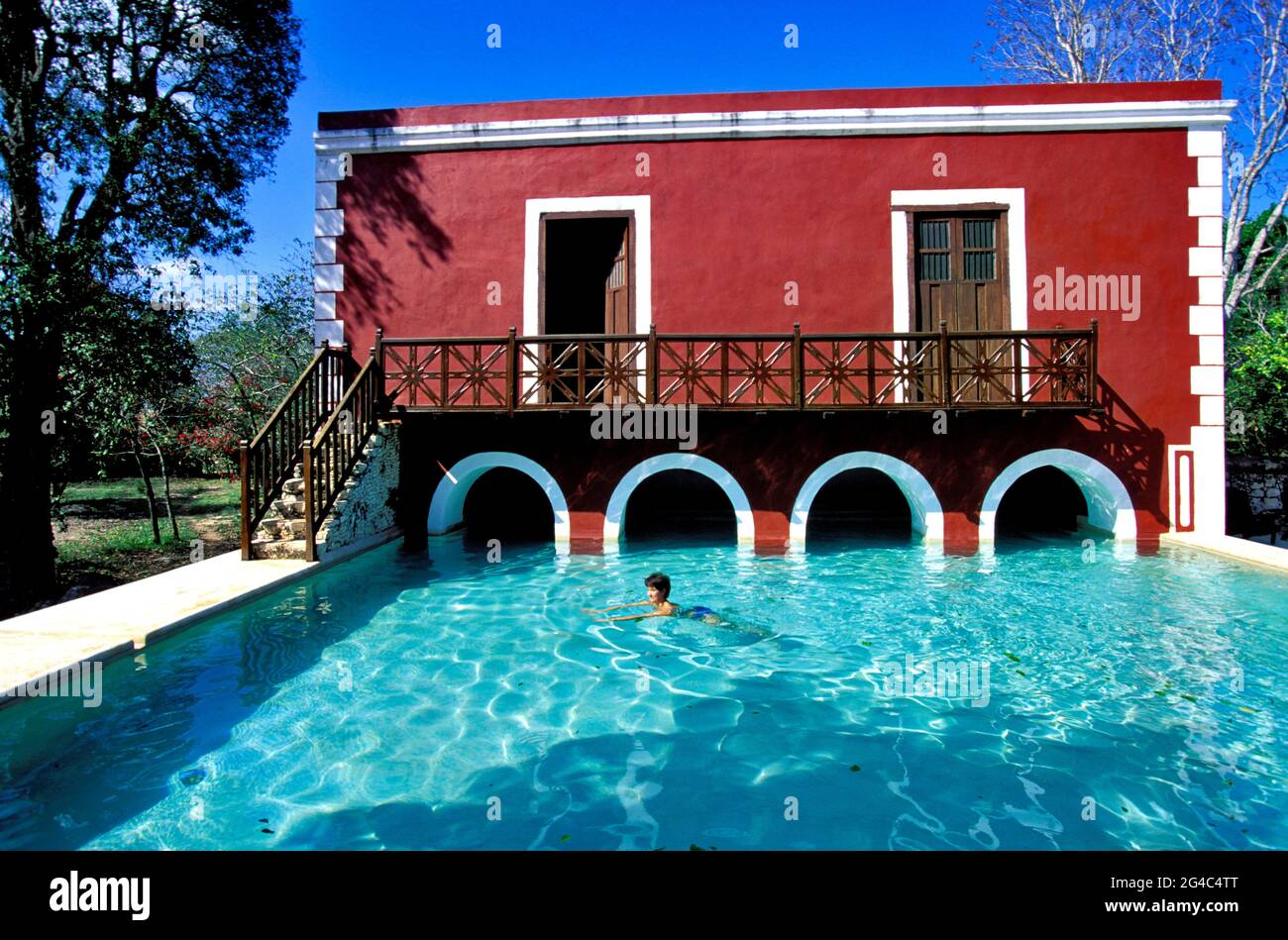 MEXICO, YUCATAN STATE, LUXURY SANTA ROSA HACIENDA HOTEL Stock Photo