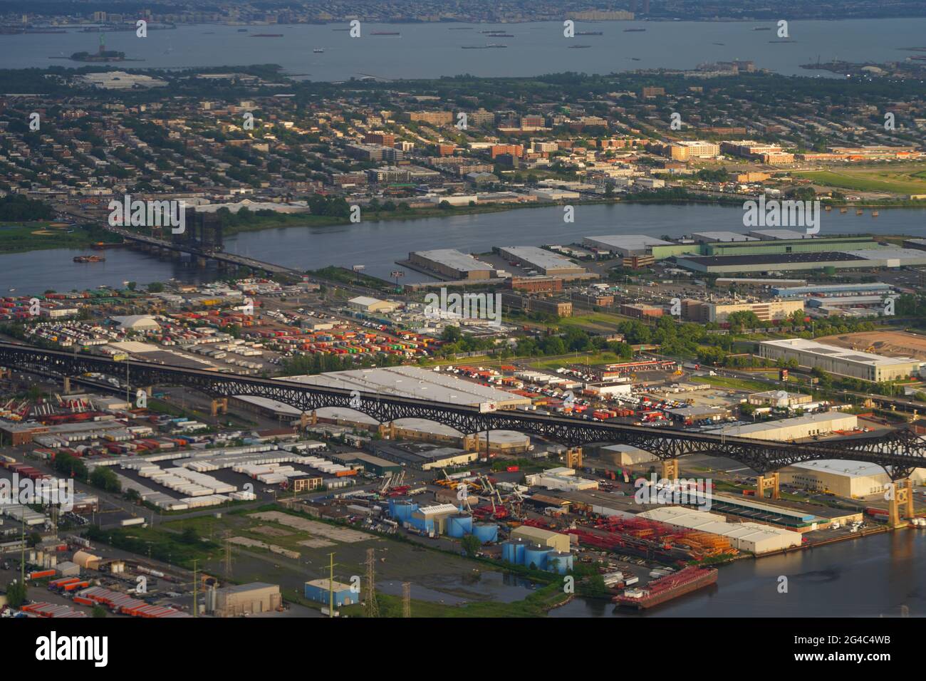NEWARK, NJ 12 JUN 2021 Aerial view of colorful shipping containers