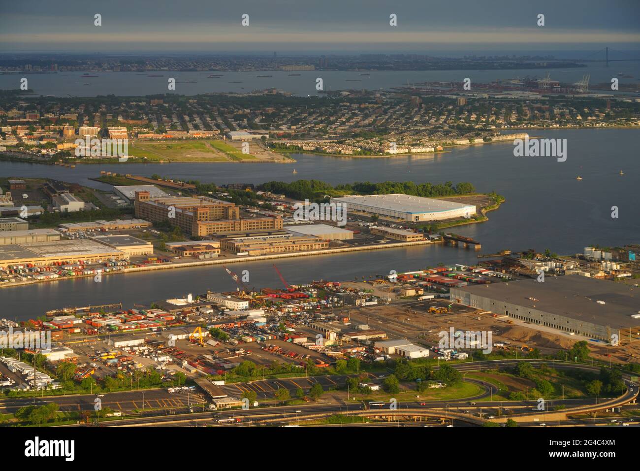 NEWARK, NJ 12 JUN 2021 Aerial view of colorful shipping containers