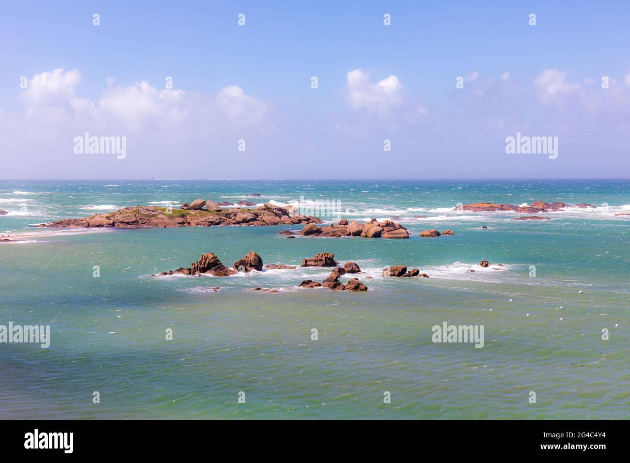 Pink Rocks France Pink Granite rocks of Tregastel, Cotes d'Armor, Brittany, France Stock ...