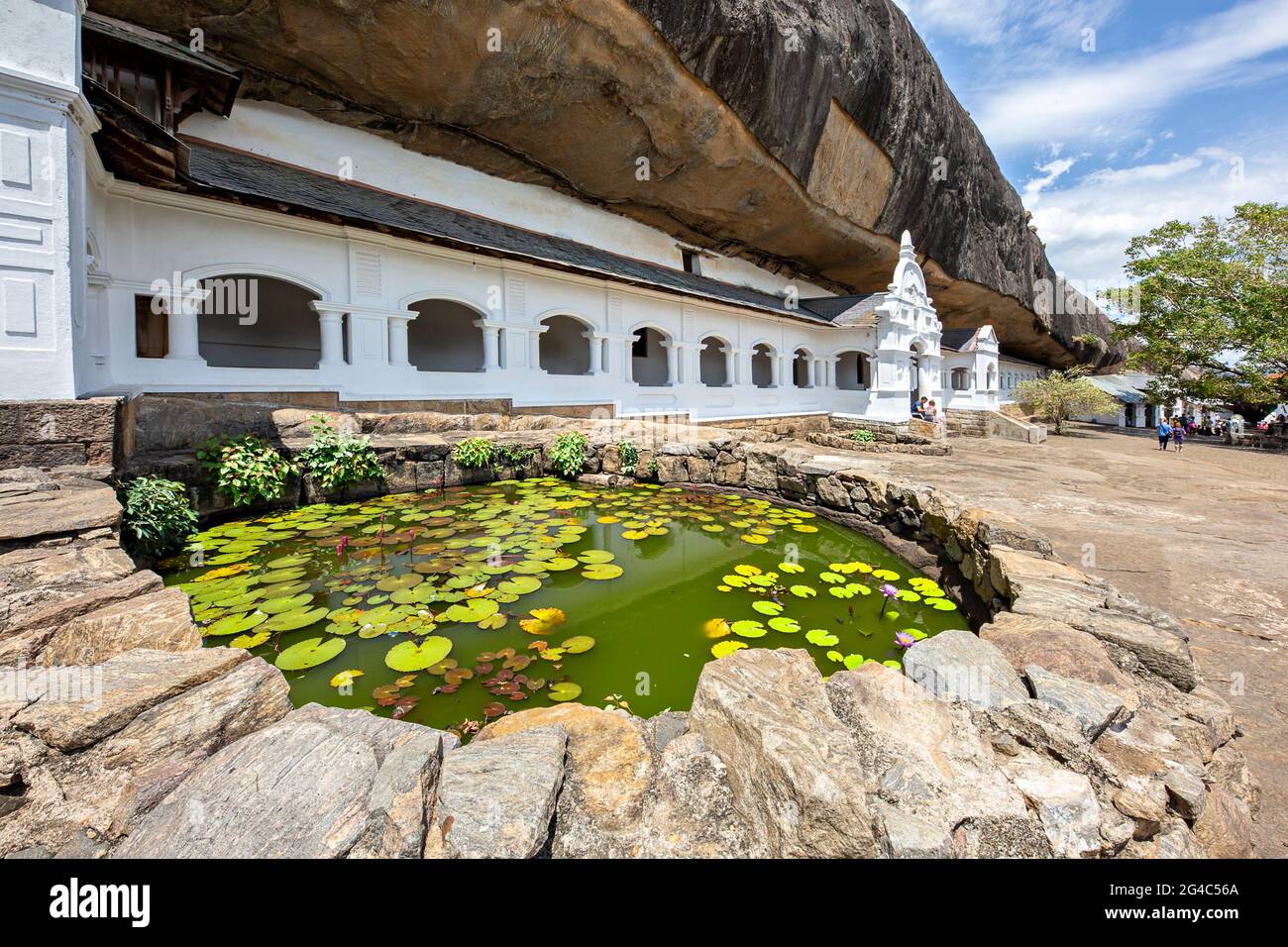 Courtyard of the historical Dambulla cave temple, in Dambulla, Sri Lanka Stock Photo