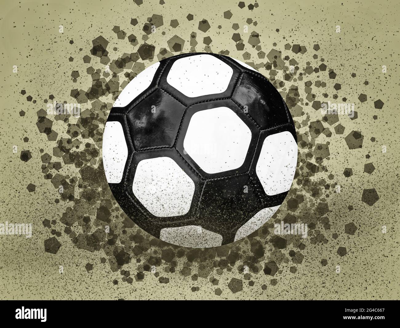 Soccer background. Football ball on abstract background in sand color