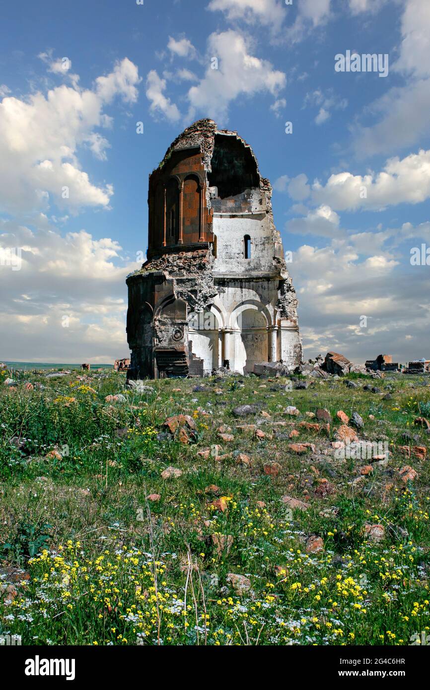 Church of the Redeemer also known as Church of Saint Prkitch in the ruins of the ancient capital of Bagradit Armenian Kingdom, Ani, in Kars, Turkey. Stock Photo