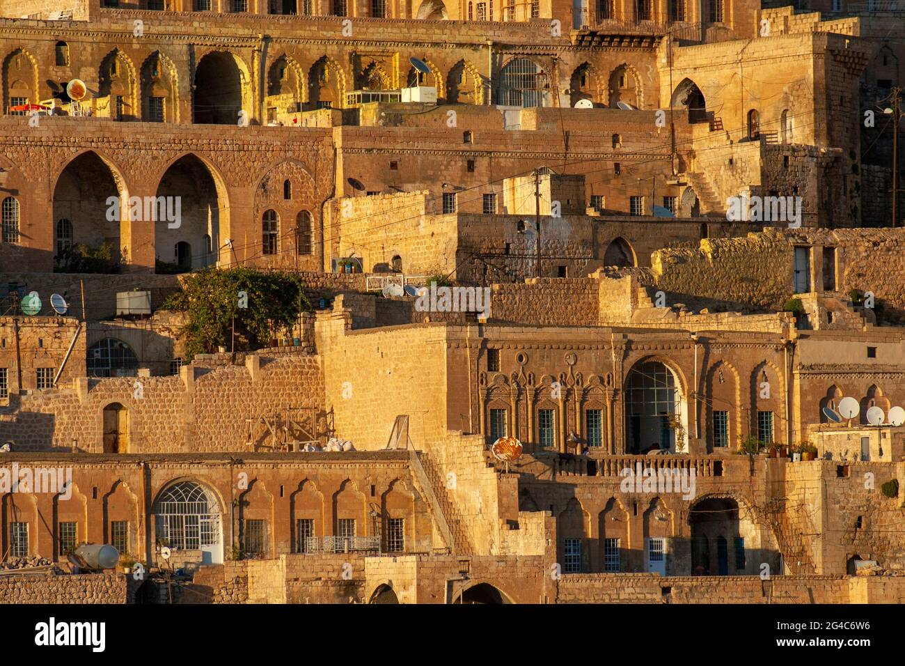 View over the historic houses in the old city of Mardin, Turkey. Stock Photo