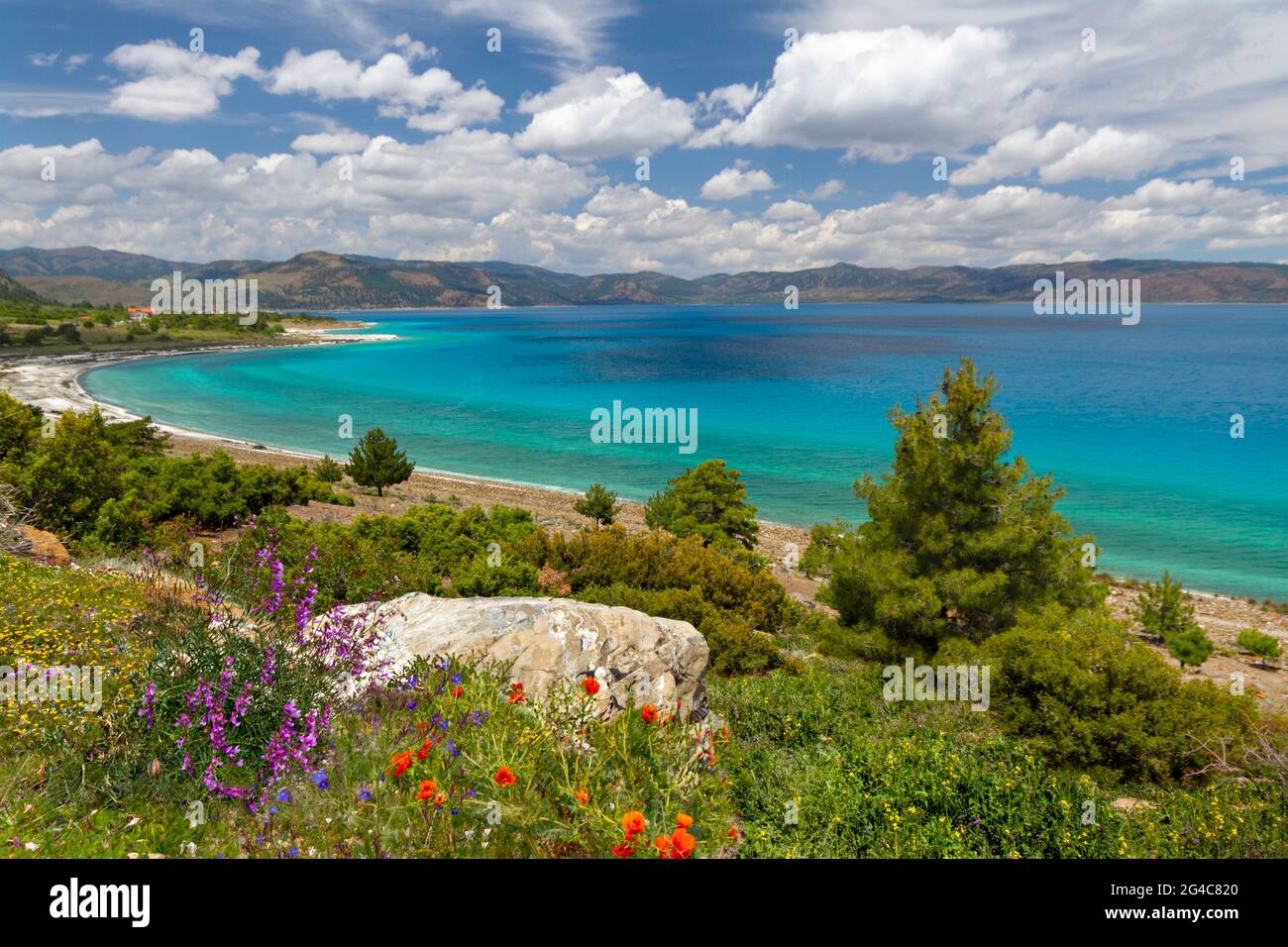 View over the Salda Lake in Turkey. Stock Photo