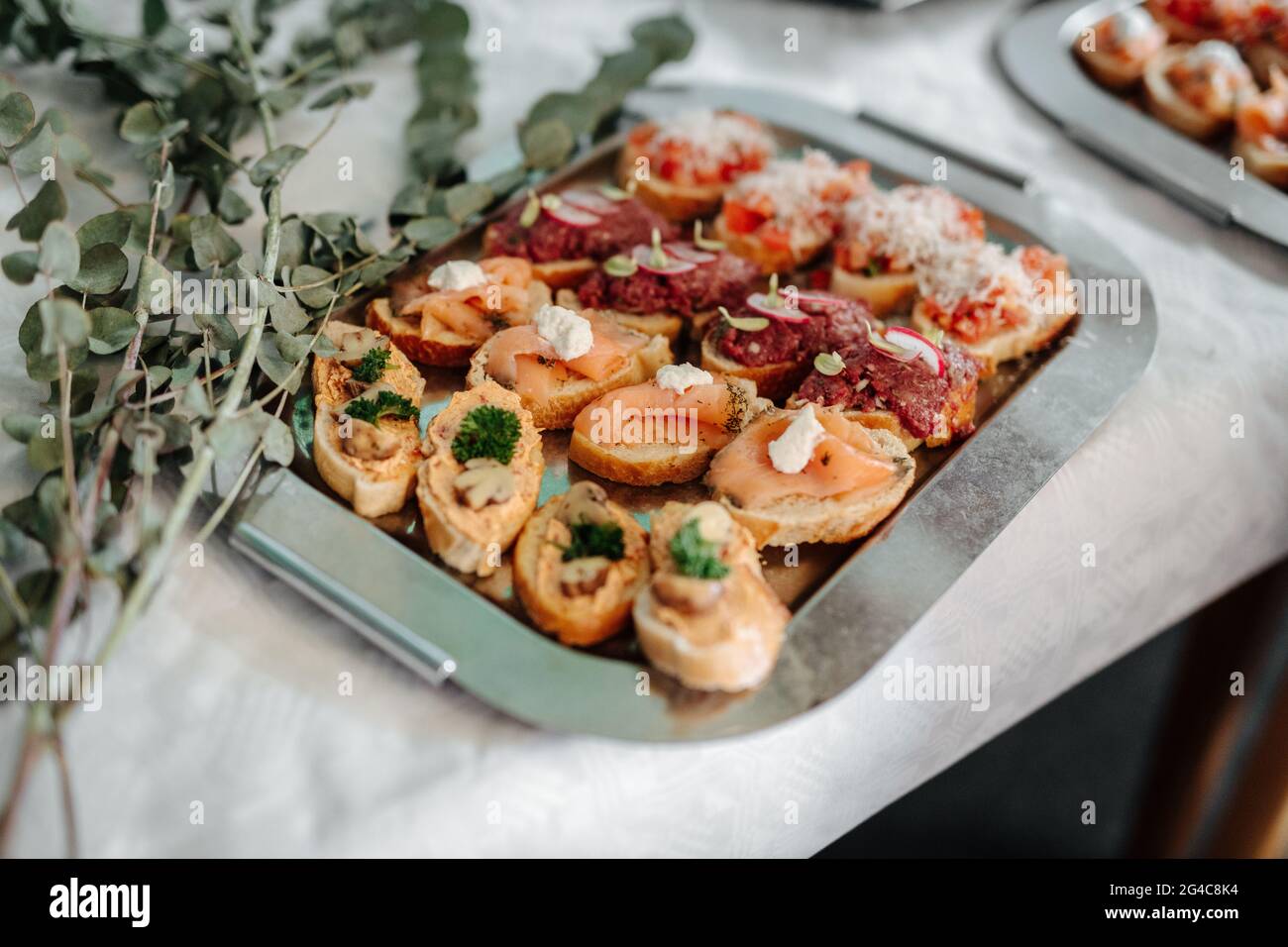 Delicious appetizers at a wedding Stock Photo