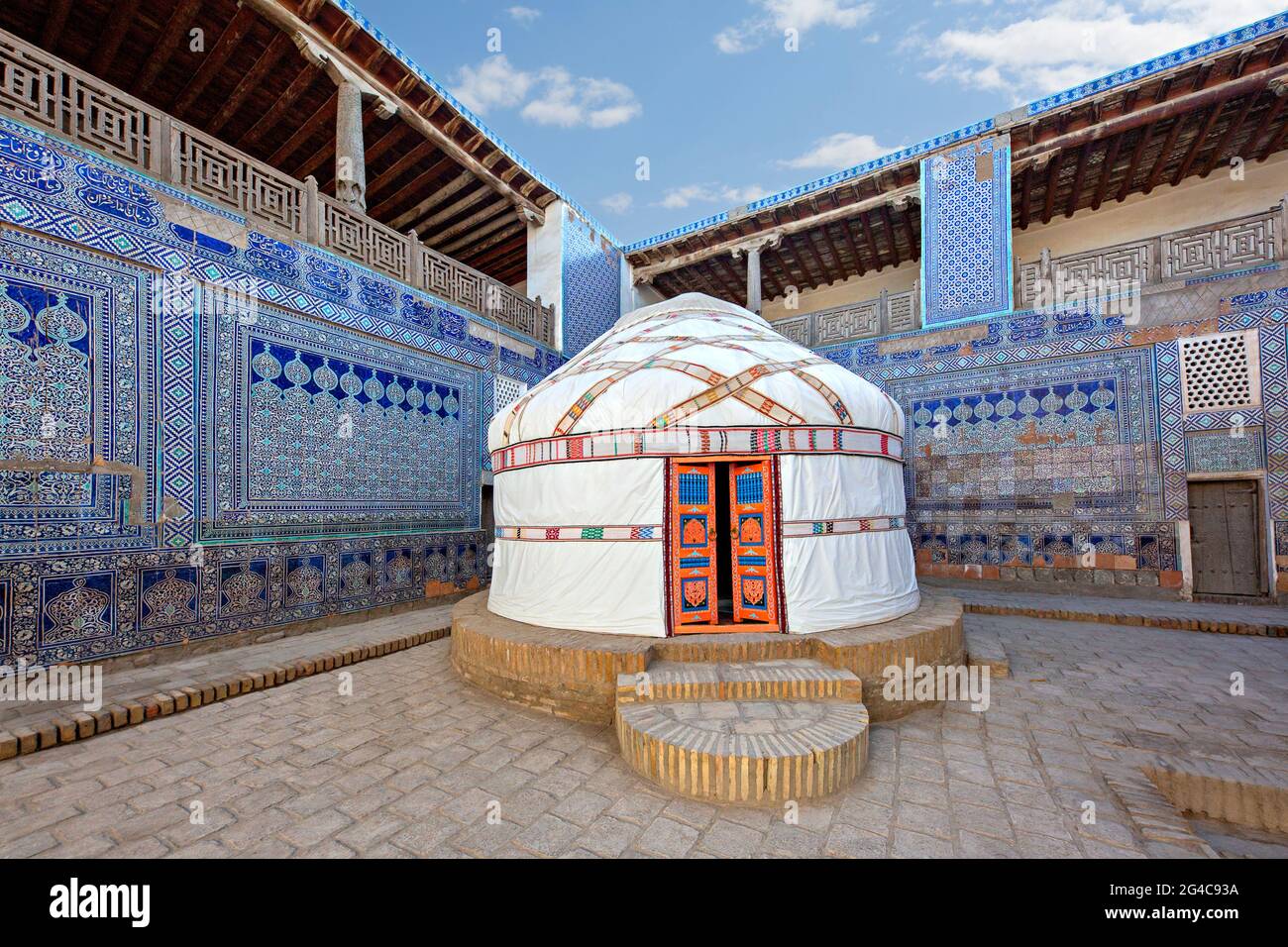 Nomadic yurt in the old town, Khiva, Uzbekistan Stock Photo