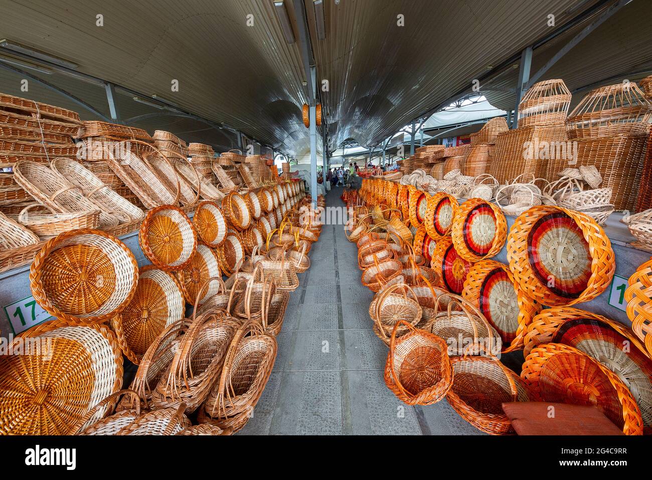 Display of baskets in Chorsu Bazaar, Tashkent, Uzbekistan Stock Photo