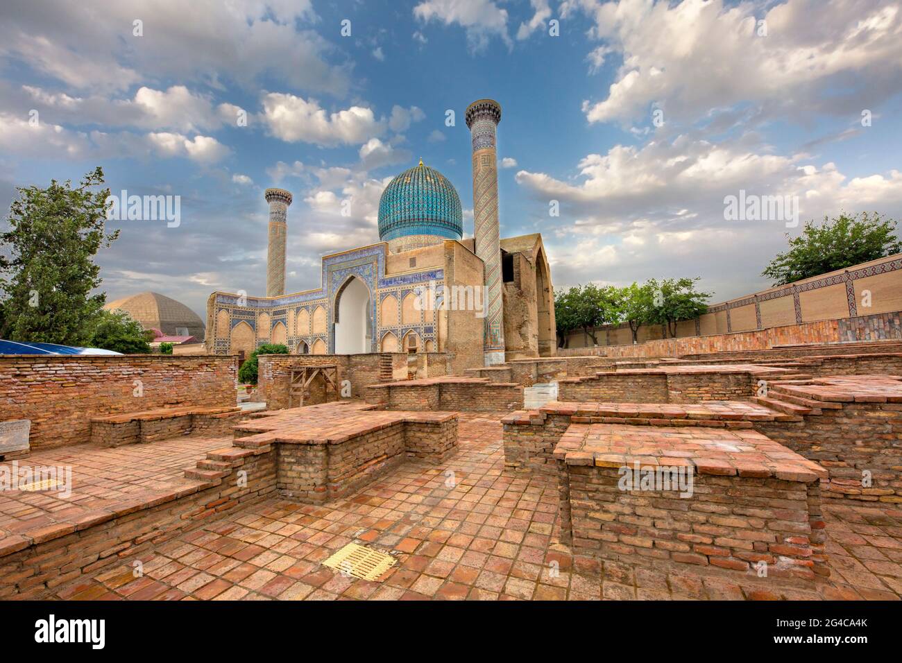 Mausoleum of Tamerlane in Samarkand, Uzbekistan. Tamerlane is known also as Gur Amir Stock Photo