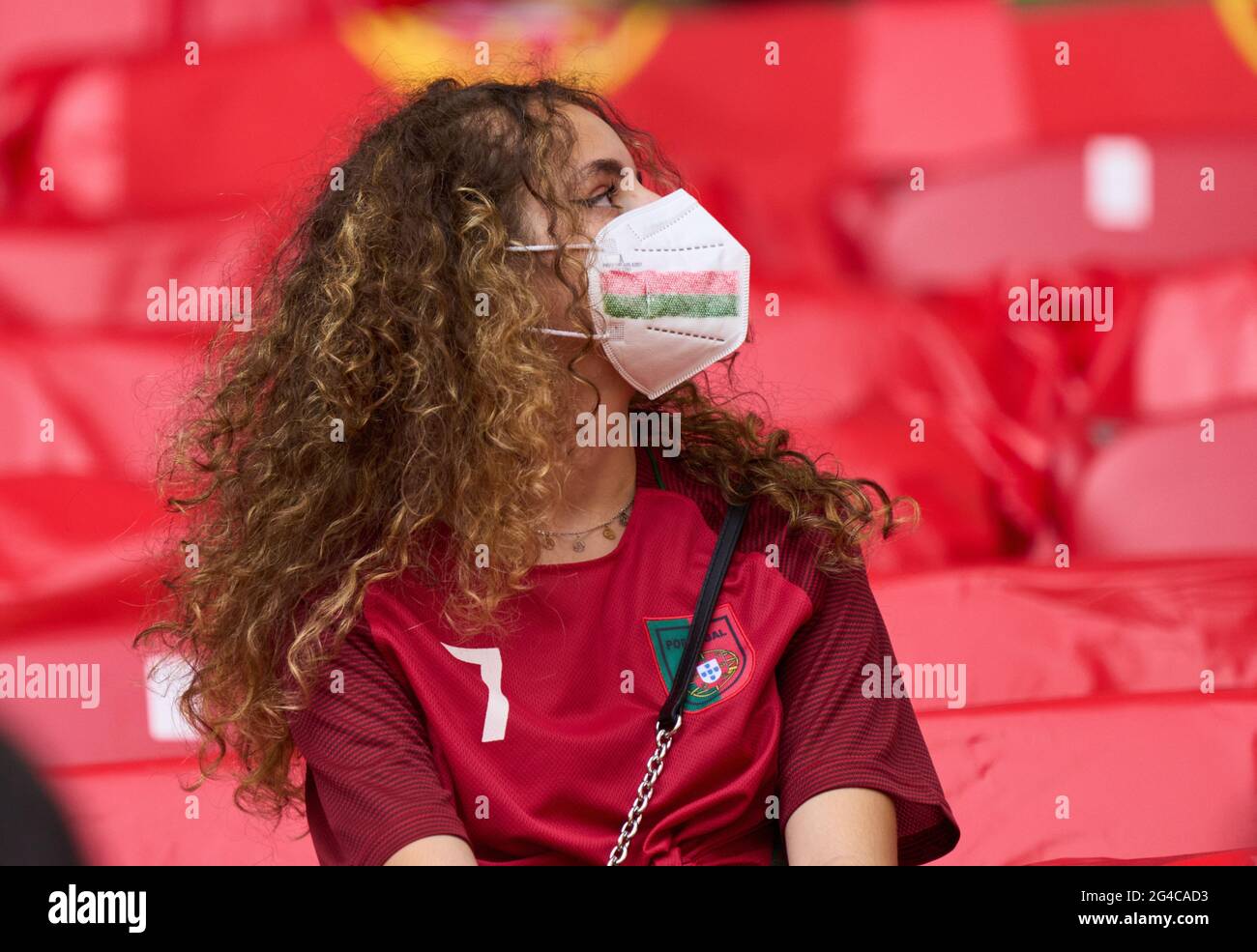 Munich, Germany. 19th June, 2021. German and portuguese fans in the Allianz Arena tribune in the Group F match PORTUGAL - GERMANY 2-4  at the football UEFA European Championships 2020 in Season 2020/2021 on June 19, 2021  in Munich, Germany. © Peter Schatz / Alamy Live News Stock Photo