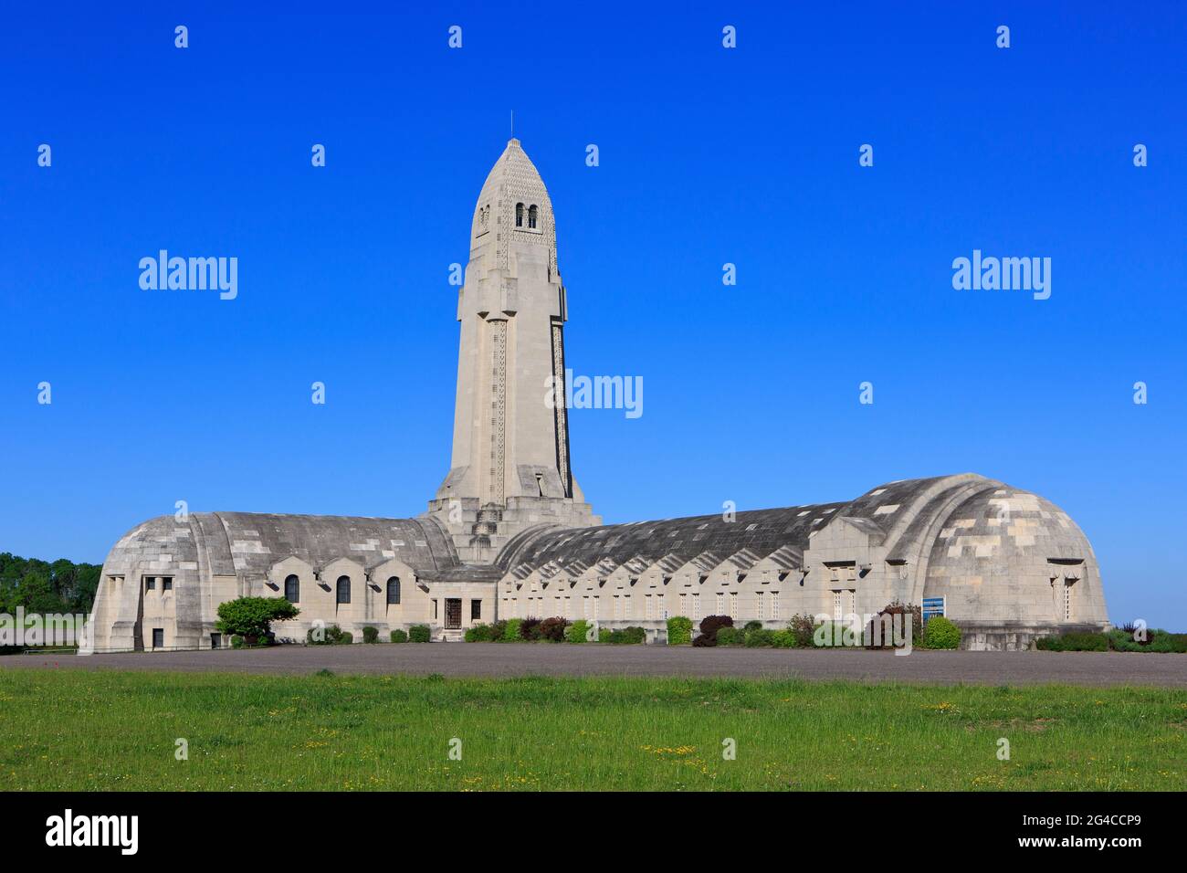 The First World War Douaumont Ossuary on beautiful spring day in Douaumont-Vaux (Meuse), France Stock Photo