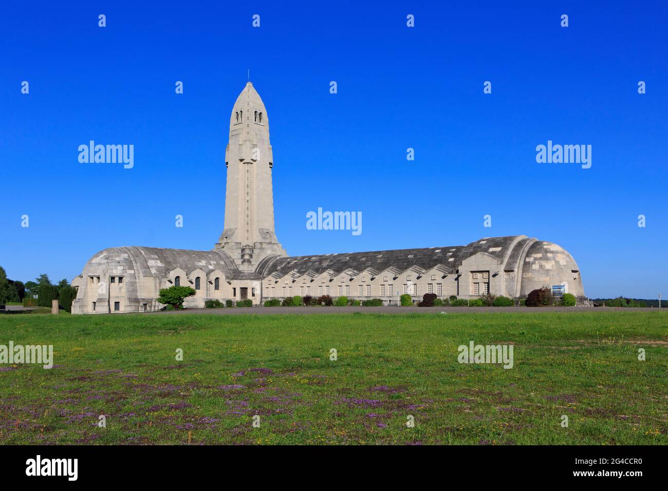 The First World War Douaumont Ossuary on beautiful spring day in Douaumont-Vaux (Meuse), France Stock Photo