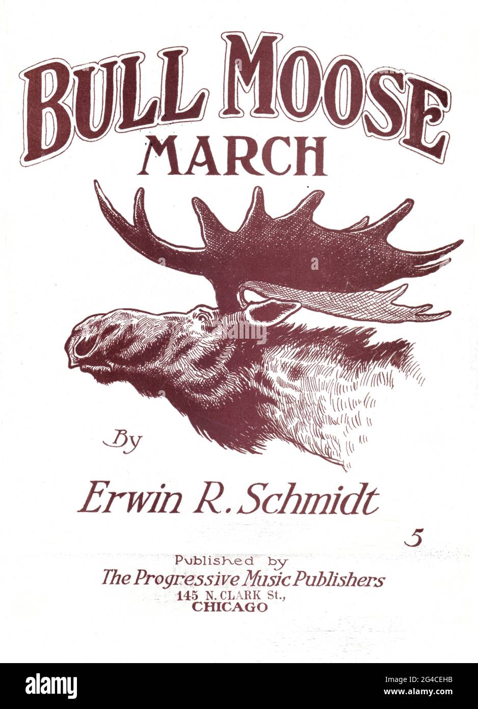 Bull Moose March, Sheet Music 1912 Stock Photo