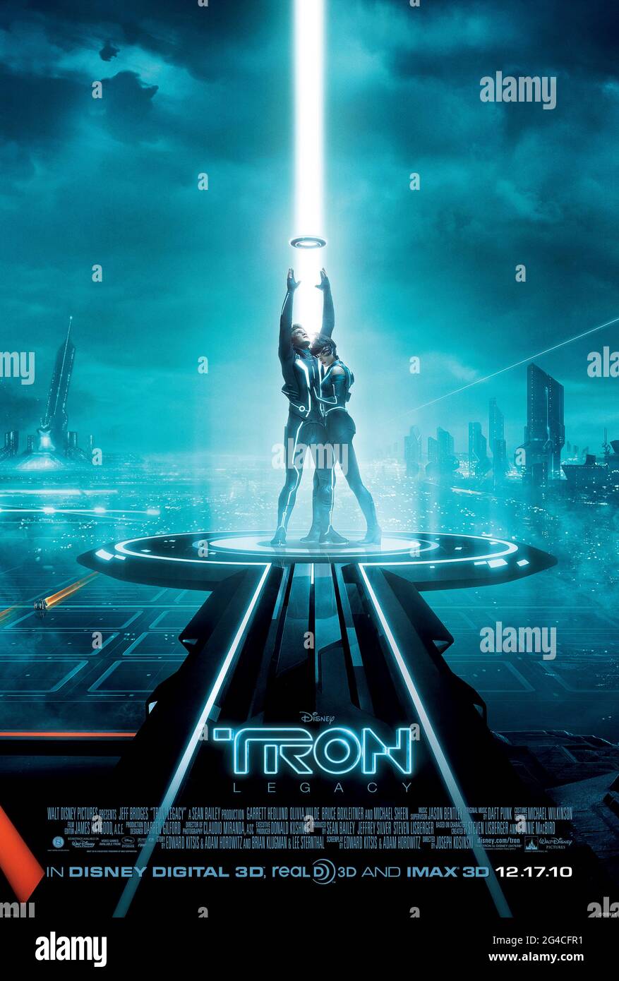 TRON: Legacy (2010) directed by Joseph Kosinski and starring Jeff Bridges, Garrett Hedlund, Olivia Wilde and Daft Punk. Visually and aurally stunning sequel where Sam Flynn joins his father in a virtual self contained world ruled by CLU who has plans to invade the real world. Stock Photo