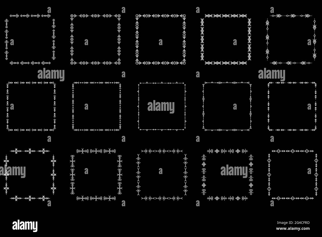 Set of square frames and monograms. Collection decorative square