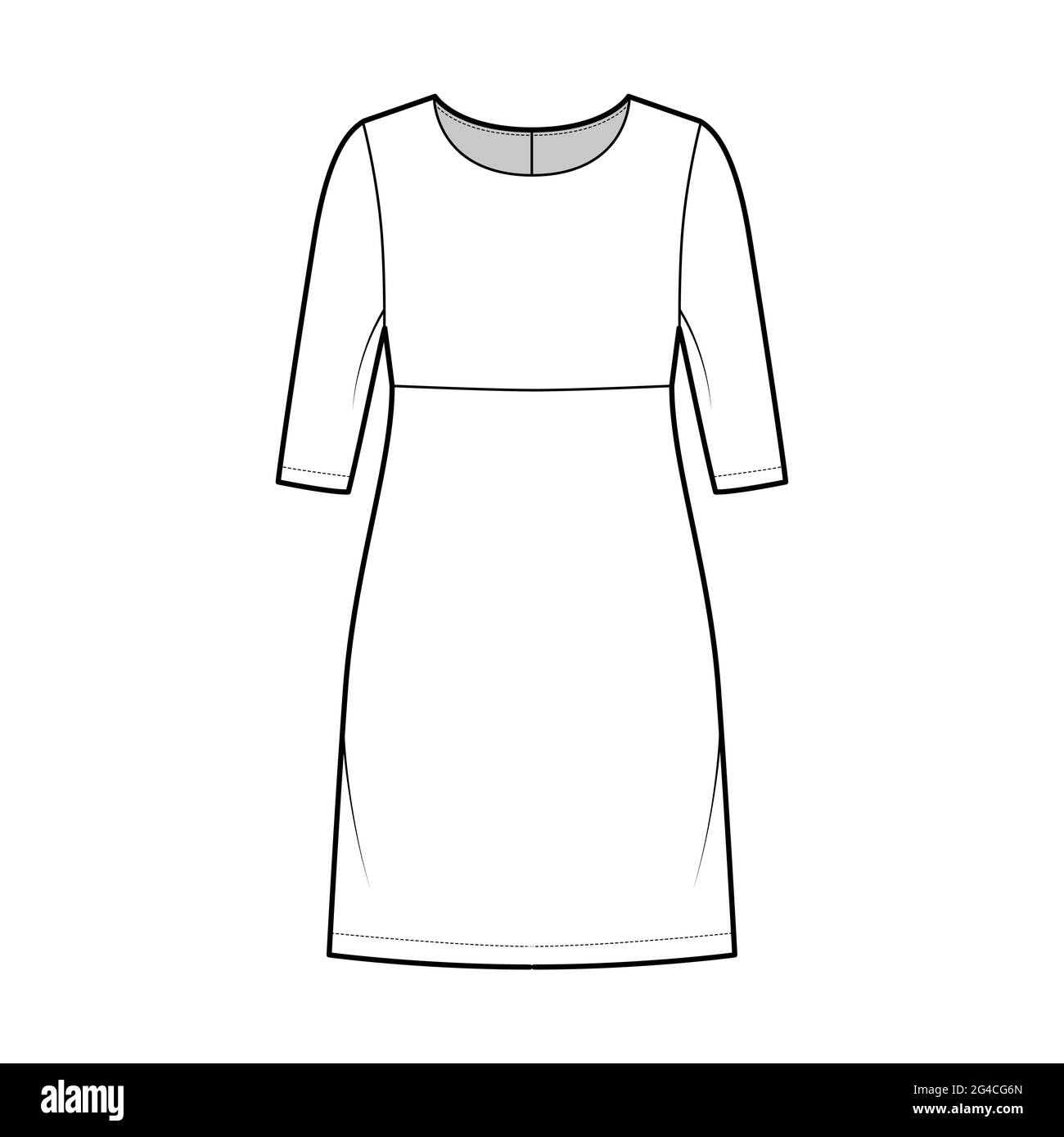 Dress empire line technical fashion illustration with elbow sleeves ...
