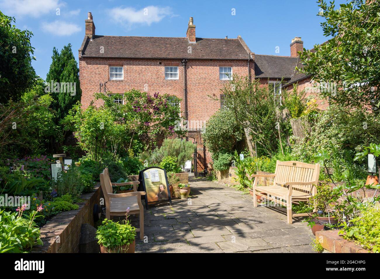 18th century Erasmus Darwin House and herb garden, Beacon Street, Lichfield, Staffordshire, England, United Kingdom Stock Photo