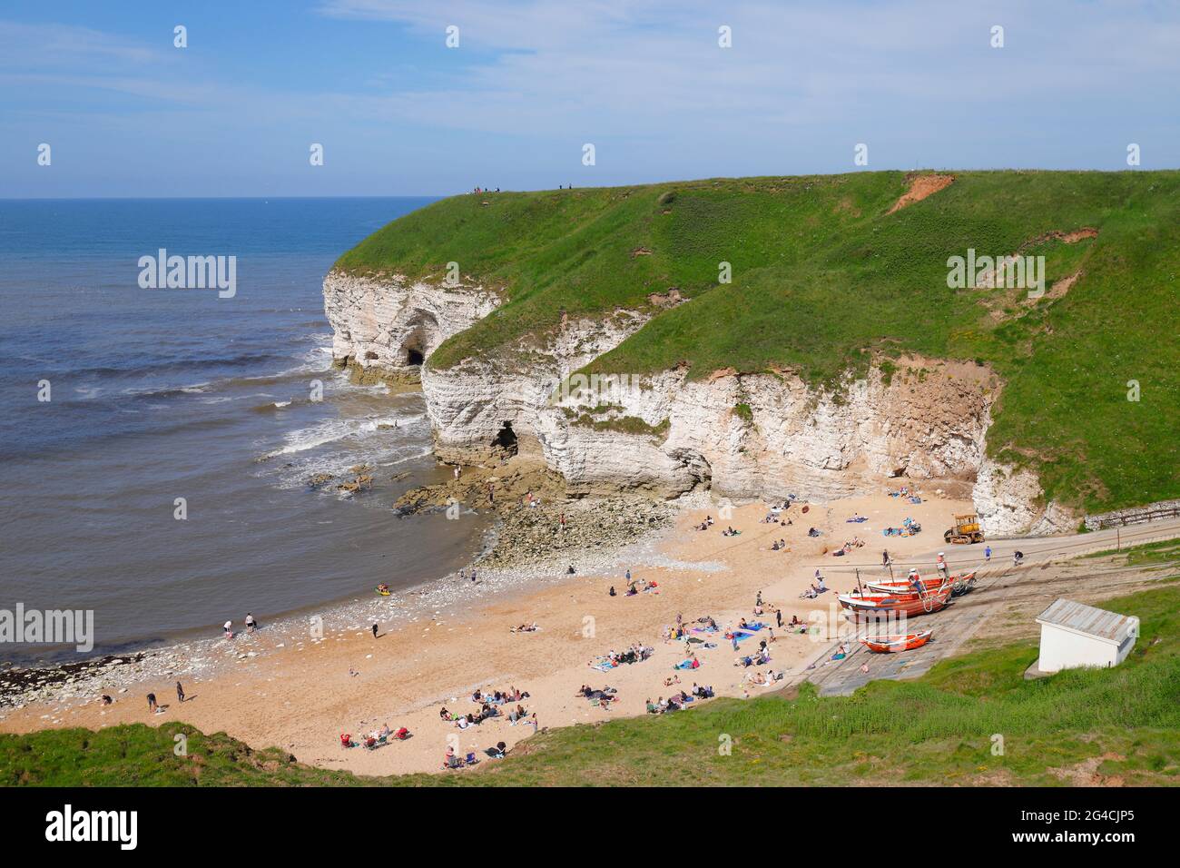 North Landing beach on Flamborough Head in East Yorkshire,UK Stock