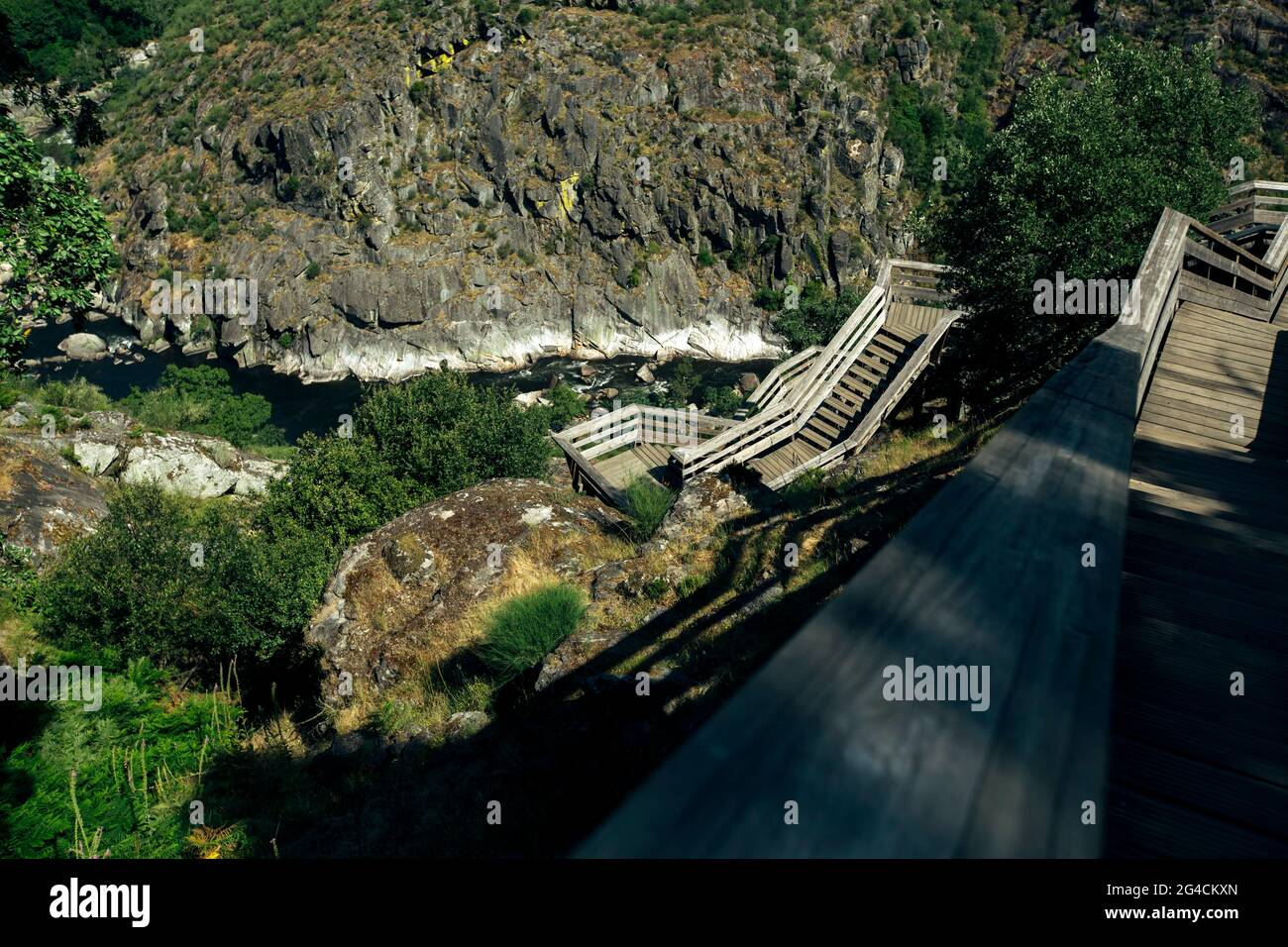 View of the Paiva walkways along the River Paiva, Arouca, Aveiro, Portugal. Stock Photo
