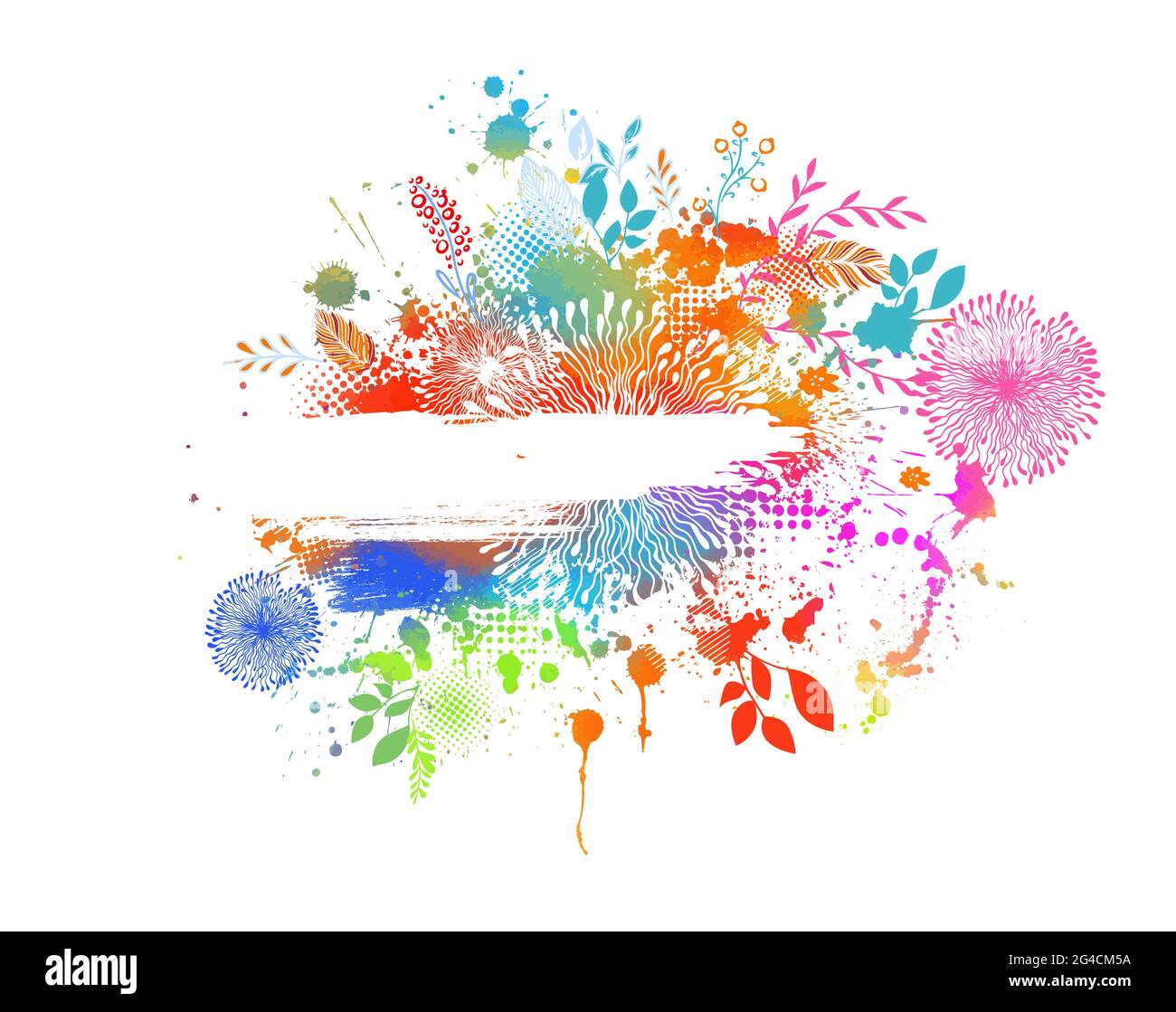 Multicolored floral abstraction with blots. Vector illustration Stock Vector