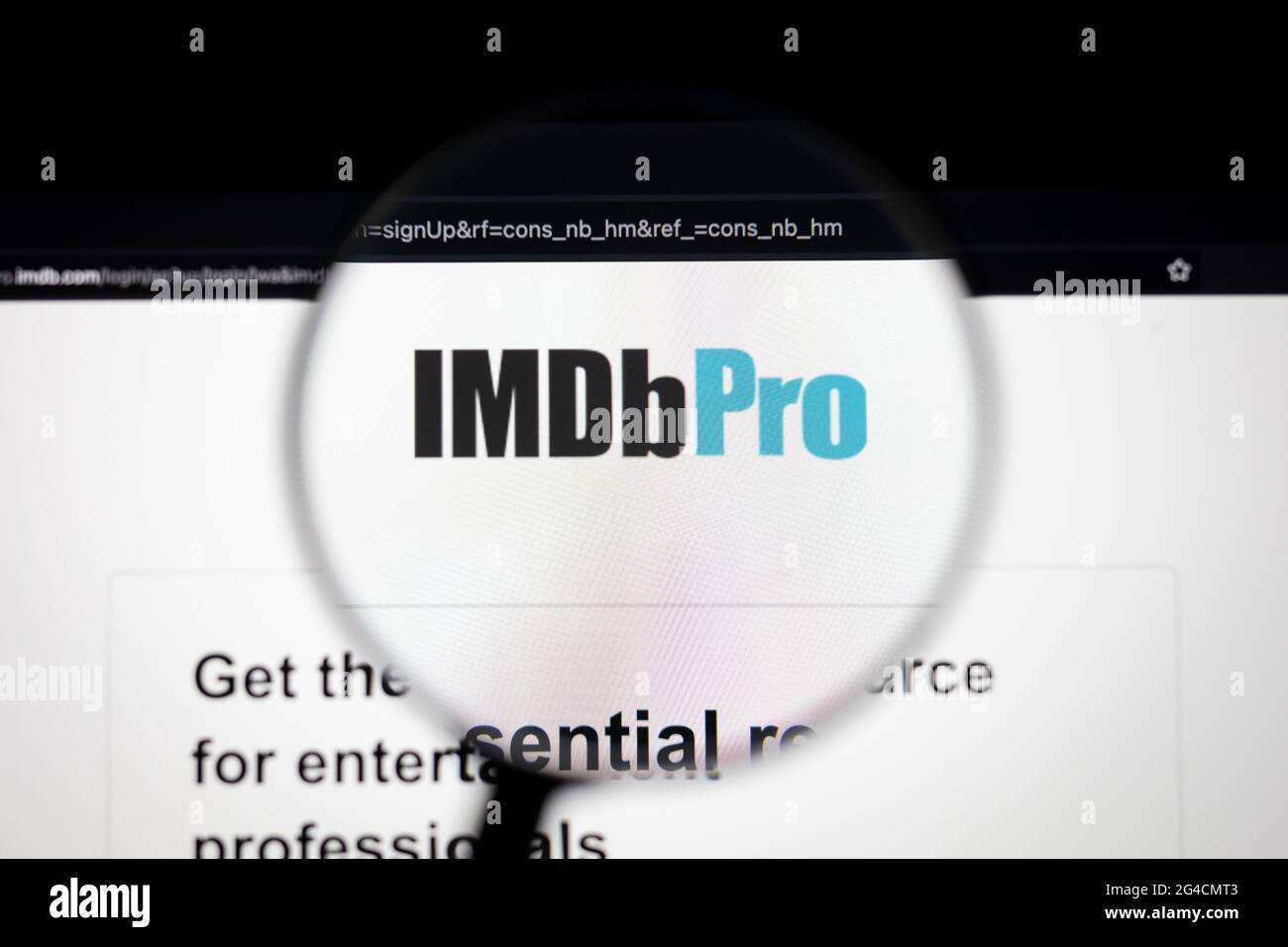 IMDb Pro company logo on a website, seen on a computer screen through a  magnifying glass Stock Photo - Alamy