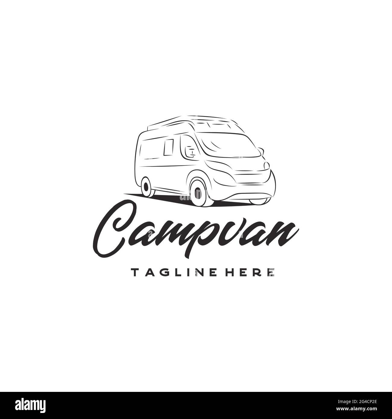 Camper van logo, emblems and badges. Recreational vehicle illustration ...